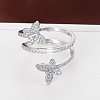Butterfly Brass Micro Pave Clear Cubic Zirconia Finger Rings for Women FS-WG86F9D-02-1