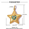304 Stainless Steel with Light Sapphire Rhinestone Pendants RB-OY001-26G-2