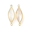 Brass Pave Natural White Shell Connector Charms KK-E794-01G-05-1
