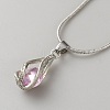 Teardrop Brass & Cubic Zirconia Pendant Necklaces & Hoop Earrings Jewelry Set for Women SJEW-WH0008-05P-01-2