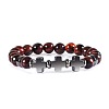 Volcanic Lava Stone Beaded Bracelet with Cross Pendant Tiger Eye Yoga ED3000-10-1