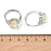 Brass Micro Pave Cubic Zirconia with Natural & Synthetic Gemstone Cuff Open Rings RJEW-T035-01P-M-4