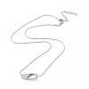 304 Stainless Steel Twist Rectangle Pendant Necklace with Snake Chains NJEW-K252-01P-1