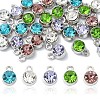 30Pcs 5 Colors Flat Round Alloy Charms RGLA-YW0002-06-1