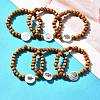 Wood Beads Kids Stretch Bracelets BJEW-JB03970-M-1