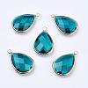 Golden Tone Brass Glass Teardrop Pendants GLAA-M006-A-03G-1