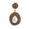 Natural Pearl Teardrop Stud Earrings EJEW-P297-01G-3