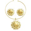 Iron & Aolly Sun Stud Earrings & Pendant Choker Necklaces Sets WG453E0-01-4