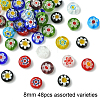 1 Strand Flat Round Handmade Millefiori Glass Beads Strands LK-YW0001-10B-1