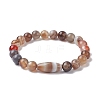 Natural Banded Agate Oval Beaded Stretch Bracelets BJEW-JB09913-3