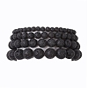 4Pcs Round Natural Lava Rock Beads Stretch Bracelets BJEW-JB10965-1