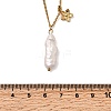 Natural Freshwater Keshi Pearl Stick & 304 Stainless Steel Flower Pendant Necklaces for Women NJEW-K255-55G-5