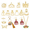  26Pcs 13 Styles Castle & Star Wing & Dress & Heart Alloy Open Back Bezel Pendants FIND-TA0002-93-1