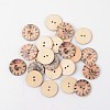 Flat Round with Clock & Eiffel Tower 2-Hole Wooden Buttons BUTT-K002-40L-02M-1