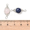 Copper Wire Wrapped Natural Gemstone Connector Charms PALLOY-JF02915-3