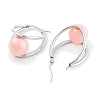 304 Stainless Steel & Plastic Imitation Pearl Oval with Ball Hoop Earrings for Women EJEW-C096-13P-06-2