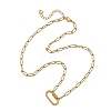 304 Stainless Steel Oval Screw Carabiner Lock Pendant Textured Paperclip Chain Necklaces NJEW-JN06576-02-3
