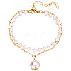 Double Layer Alloy with Plastic Pearl Pendant Necklaces for Women WG5D178-03-2