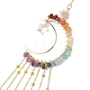 Wire Wrapped Chakra Natural Gemstone Chips Moon Hanging Ornaments HJEW-JM02370-4