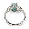 Oval Natural Mixed Stone Adjustable Rings RJEW-Q819-01P-4