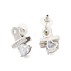 Clear Cubic Zirconia Heart Clasp Stud Earring with 925 Sterling Silver Pins EJEW-A084-02P-2