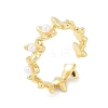 Flower Brass Open Cuff Rings for Women RJEW-R011-09G-01-4