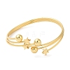 Rack Plating Brass Star with Round Ball Cuff Bangle for Women BJEW-M298-12G-1