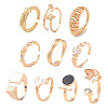 20Pcs 10 Styles Brass Adjustable Open Cuff Rings Set RJEW-A039-01G-1