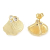 Rack Plating Shell Shape Brass Pave Clear Cubic Zirconia Stud Earrings for Women EJEW-Z059-07G-2