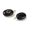 Natural Obsidian & Cubic Zirconia Pendants G-Z076-01G-19-2