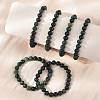 Natural Moss Agate Beaded Stretch Bracelets B072-5-4