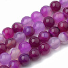 Dyed Natural Striped Agate/Banded Agate Round Bead Strands X-G-R342-10mm-04-1