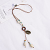 Ethnic Alloy Leaf & Porcelain & Wood Ring Pendant Adjustable Y Necklaces for Women FS-WG89735-02-1