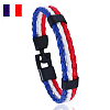 Flag Color Imitation Leather Triple Line Cord Bracelet with Alloy Clasp GUQI-PW0001-087H-1