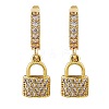 Clear Cubic Zirconia Padlock Drop Huggie Hoop Earrings EJEW-SW00005-06-1