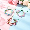 3Pcs Floral Acrylic Beads Braided Bead Bracelets for Women BJEW-MZ00184-1