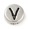925 Sterling Silver Flat Round with Letter Beads LS-STER-G044-01AS-V-1