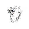 Rhodium Plated 925 Sterling Silver Micro Pave Moissanite Finger Rings WG64EDC-15-3