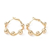 Brass Round Beaded Rhombus Hoop Earrings EJEW-A025-03G-1