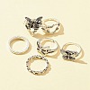6Pcs 6 Style Butterfly & Heart & Chain Shape Alloy Stackable Rings Set RJEW-FS0001-05A-3