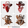 1 Set Cowboy PET Hollow Out Drawing Painting Stencils DIY-MA0005-58B-1