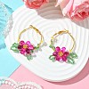 Woven Glass Leaf Huggie Hoop Earring EJEW-MZ00235-04-2