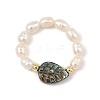 Adjustable Natural Abalone Shell/Paua Shell Finger Rings RJEW-JR01085-4