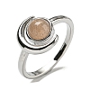 Natural Sunstone Adjustable Rings RJEW-K269-09P-02-2