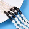 Natural Ice Obsidian Nuggets & Natural Cultured Freshwater Pearl Beads Strands PEAR-N023-01A-06-1