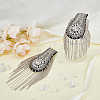 SUPERFINDINGS 2Pcs Iron & Glass Rhinestone Chain Tassel Fashion Epaulette DIY-FH0006-50-4