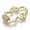 Brass Micro Pave Clear Cubic Zirconia Screw Carabiner Lock Charms ZIRC-T013-07G-NF-2