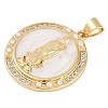 Rack Plating Brass Micro Pave Clear Cubic Zirconia Pendants KK-P287-36A-G-2