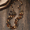 Bohemian Ethnic Style Wood Beaded Multilayer Necklaces & Dangle Earrings Sets WG82ABA-08-1