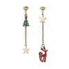 Christmas Theme Alloy Enamel Asymmetrical Earrings EJEW-JE05231-3
